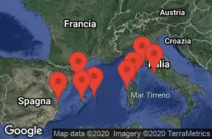 BARCELONA, SPAIN, VALENCIA, SPAIN, PALMA DE MALLORCA, SPAIN, MAHON,MENORCA,SPAIN, Alghero, Italy, BONIFACIO, CORSICA, ELBA (PORTOFERRAIO) - ITALY, Civitavecchia, Italy