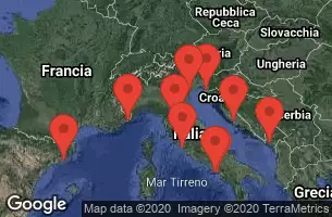 BARCELONA, SPAIN, MONTE CARLO, MONACO, FLORENCE/PISA(LIVORNO),ITALY, Civitavecchia, Italy, SORRENTO, ITALY, AMALFI, ITALY, AT SEA, KOTOR, MONTENEGRO, Sibenik, Croatia, KOPER, SLOVENIA, VENICE, ITALY
