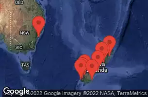 SYDNEY, AUSTRALIA, AT SEA, MILFORD SOUND, NEW ZEALAND, DOUBTFUL SOUND, DUSKY SOUND, DUNEDIN, NEW ZEALAND, CHRISTCHURCH, NEW ZEALAND, PICTON, NEW ZEALAND, NAPIER, NEW ZEALAND, WELLINGTON, NEW ZEALAND