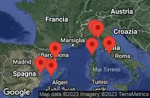 BARCELONA, SPAIN, VALENCIA, SPAIN, IBIZA, SPAIN, AT SEA, PORTOFINO, ITALY, AJACCIO, CORSICA, LA SPEZIA, ITALY, Civitavecchia, Italy