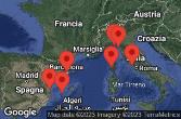 BARCELONA, SPAIN, VALENCIA, SPAIN, IBIZA, SPAIN, AT SEA, PORTOFINO, ITALY, AJACCIO, CORSICA, LA SPEZIA, ITALY, Civitavecchia, Italy