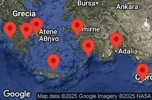 CELEBRITY INFINITY - itinerár  11 nocí odchod z ATHENS, PIRAEUS, GREECE dňa 09/03/2026 - Athens, Piraeus, Greece, NAUPLION, GREECE, KATAKOLON, GREECE, HERACLION, CRETE, GREECE, RHODES, GREECE, AT SEA, LIMASSOL, CYPRUS, ANTALYA, TURKEY, Ephesus, Kusadasi, Turkey