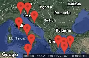 Civitavecchia, Italy, NAPLES/CAPRI, ITALY, SICILY (MESSINA), ITALY, VALLETTA, MALTA, AT SEA, SANTORINI, GREECE, EPHESUS (KUSADASI), TURKEY, MYKONOS, GREECE, ATHENS (PIRAEUS), GREECE, SPLIT CROATIA, Rijeka, Croatia, VENICE, ITALY