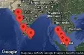 Mumbai, India, Goa, Mormugao, India, AT SEA, COCHIN, INDIA, COLOMBO, SRI LANKA, Hambantota, Sri Lanka, Phuket, Thailand, Penang, Malaysia, Port Klang, Malaysia, SINGAPORE