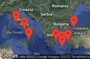 Civitavecchia, Italy, SICILY (MESSINA), ITALY, AT SEA, SANTORINI, GREECE, MYKONOS, GREECE, ISTANBUL, TURKEY, EPHESUS (KUSADASI), TURKEY, ATHENS (PIRAEUS), GREECE, NAPLES/CAPRI, ITALY