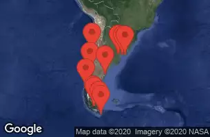 BUENOS AIRES, ARGENTINA, MONTEVIDEO, URUGUAY, PUNTA DEL ESTE, URUGUAY, AT SEA, PUERTO MADRYN, ARGENTINA, CAPE HORN, CHILE, USHUAIA, ARGENTINA, PUNTA ARENAS, CHILE, STRAIT OF MAGELLAN, CHILEAN FJORDS, PUERTO MONTT, CHILE, San Antonio - Chile