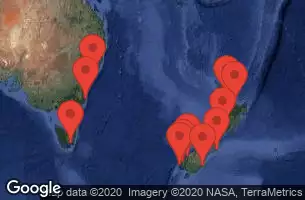 AUCKLAND, NEW ZEALAND, TAURANGA,NEW ZEALAND, AT SEA, PICTON, NEW ZEALAND, AKAROA, NEW ZEALAND, DUNEDIN, NEW ZEALAND, DUSKY SOUND, DOUBTFUL SOUND, MILFORD SOUND, NEW ZEALAND, HOBART, TASMANIA, EDEN, AUSTRALIA, SYDNEY, AUSTRALIA