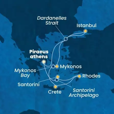 COSTA FORTUNA - itinerár  6 nocí odchod z PIRAEUS-ATHENS dňa 21/08/2026 - Greece, Turkey