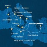 Greece, Malta, Italy, Tunisia, Corsica (France)