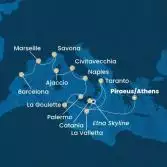 Greece, Malta, Italy, Corsica (France), France, Spain