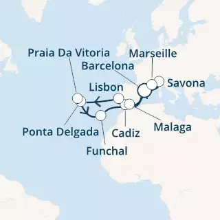 Spain, Portugal, The Azores, Madeira , Italy, France