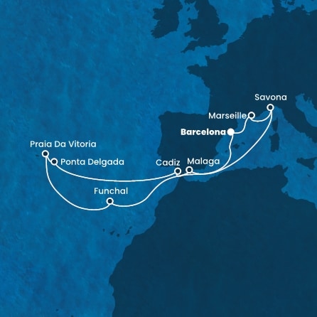Spain, France, Italy, Madeira , The Azores