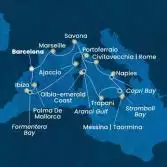 Spain, France, Italy, Corsica (France), Balearic Islands