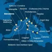 Spain, France, Italy, Corsica (France), Balearic Islands