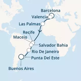 Spain, Canary Islands, Brazil, Uruguay, Argentina