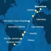 Spain, Gibraltar, Portugal, Canary Islands, Cape Verde, Brazil, Argentina