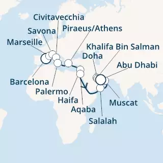 Spain, France, Italy, Greece, Jordan, Oman, United Arab Emirates