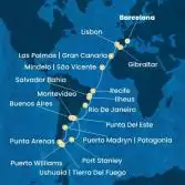 Spain, Gibraltar, Portugal, Canary Islands, Cape Verde, Brazil, Argentina, Uruguay, Chile, Falkland Islands