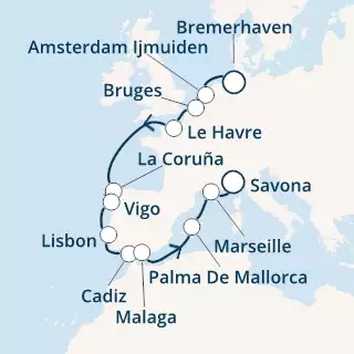 Germany, Belgium, France, Spain, Portugal, Balearic Islands, Italy