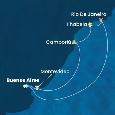 COSTA FAVOLOSA - itinerár  7 nocí odchod z BUENOS AIRES dňa 05/01/2026 - Argentina, Uruguay, Brazil