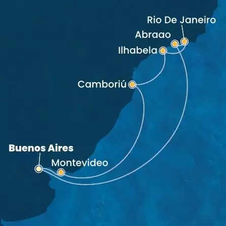 COSTA FAVOLOSA - itinerár  8 nocí odchod z BUENOS AIRES dňa 13/01/2026 - Argentina, Uruguay, Brazil