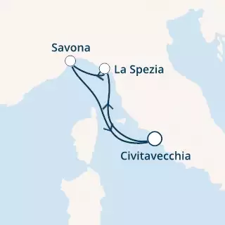 COSTA SMERALDA - itinerár  2 nocí odchod z CIVITAVECCHIA dňa 06/05/2021 - Italy