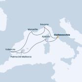 Italy, Corsica (France), Balearic Islands, Spain, France