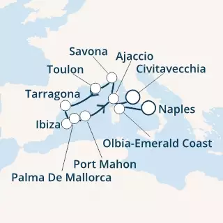 Italy, Corsica (France), Spain, Balearic Islands