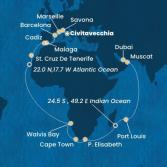 Italy, France, Spain, Canary Islands, Namibia, South Africa, Mauritius, Oman, United Arab Emirates