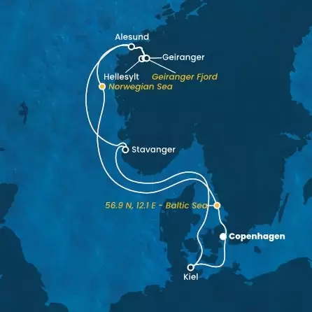 COSTA DIADEMA - itinerár  6 nocí odchod z COPENHAGEN dňa 14/09/2024 - Denmark, Norway, Germany