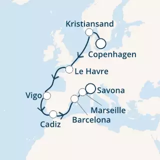 Denmark, Norway, France, Spain, Italy