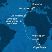 South Africa, Namibia, Cape Verde, Canary Islands, Spain, France