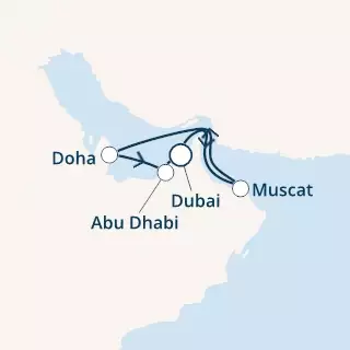 COSTA DIADEMA - itinerár  6 nocí odchod z DUBAI dňa 15/02/2020 - United Arab Emirates, Oman