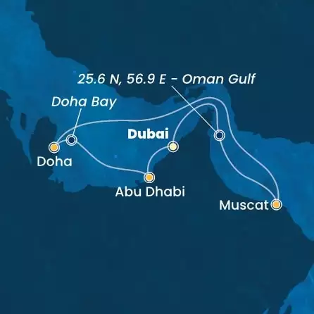COSTA TOSCANA - itinerár  6 nocí odchod z DUBAI dňa 28/12/2025 - United Arab Emirates, Oman