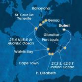 United Arab Emirates, Mauritius, South Africa, Namibia, Canary Islands, Gibraltar, Spain, Italy