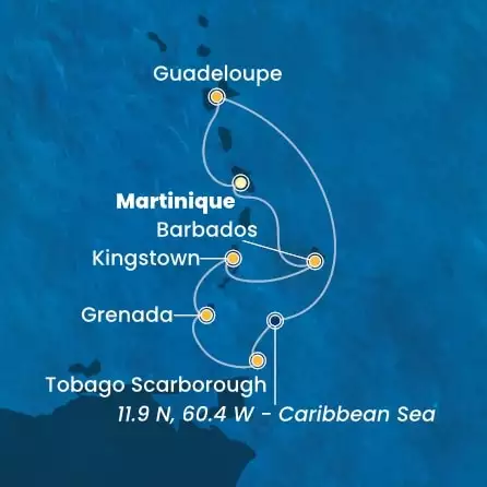 COSTA FORTUNA - itinerár  6 nocí odchod z MARTINIQUE dňa 05/12/2024 - Antilles, Trinidad and Tobago