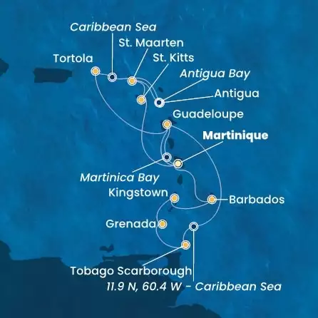 COSTA FORTUNA - itinerár  13 nocí odchod z MARTINIQUE dňa 05/12/2024 - Antilles, Trinidad and Tobago, Virgin Islands