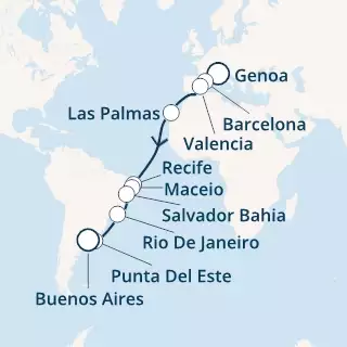 Italy, Spain, Canary Islands, Brazil, Uruguay, Argentina