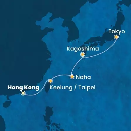 COSTA SERENA - itinerár  6 nocí odchod z HONG KONG dňa 19/12/2025 - China, Taiwan, Japan