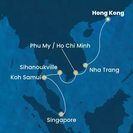 COSTA SERENA - itinerár  7 nocí odchod z HONG KONG dňa 30/01/2026 - China, Vietnam, Singapore