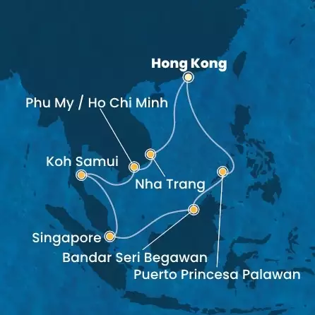 COSTA SERENA - itinerár  13 nocí odchod z HONG KONG dňa 02/01/2026 - China, Vietnam, Singapore, Philippines