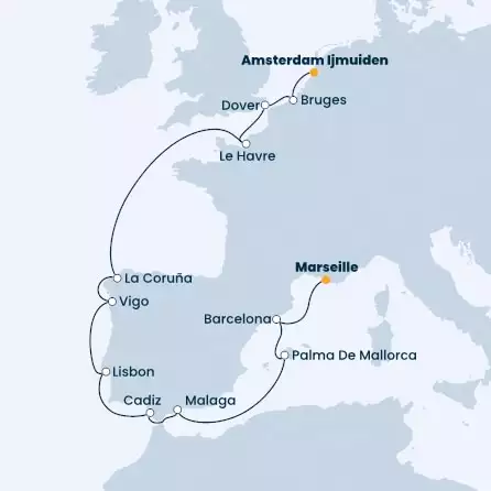 Belgium, England, France, Spain, Portugal, Balearic Islands