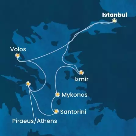 COSTA FORTUNA - itinerár  6 nocí odchod z ISTANBUL dňa 11/05/2026 - Turkey, Greece