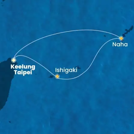 COSTA SERENA - itinerár  2 nocí odchod z KEELUNG dňa 18/04/2026 - Taiwan, Japan