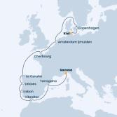 Germany, Denmark, France, Spain, Portugal, Gibraltar, Italy