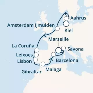 Germany, Denmark, Spain, Portugal, Gibraltar, Italy, France