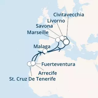 Italy, France, Spain, Canary Islands