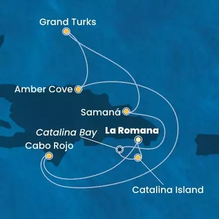 COSTA PACIFICA - itinerár  6 nocí odchod z LA ROMANA dňa 28/12/2025 - Dominican Republic, Turks Islands