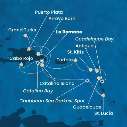 COSTA FASCINOSA - itinerár  13 nocí odchod z LA ROMANA dňa 20/12/2026 - Dominican Republic, Antilles, Virgin Islands, Turks Islands