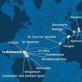 Dominican Republic, Antilles, Virgin Islands, Canary Islands, Morocco, Spain, Corsica (France), Italy